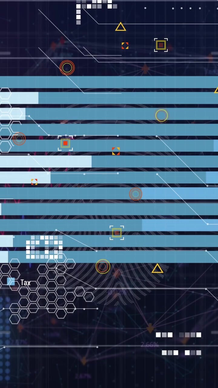 Animation of data processing over black background