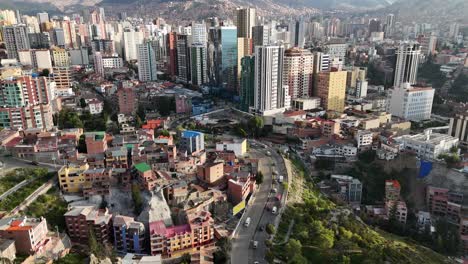 Drone-Aerial-view-of-La-Paz-capital-city-of-Bolivia-South-America