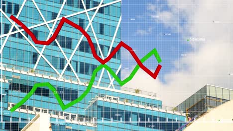 financial curves over building site.