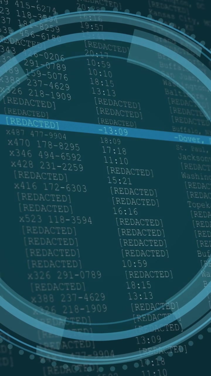 Animazione di elaborazione dati su sfondo blu