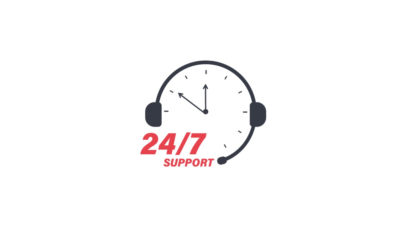 24/7 kundesupport konceptikon animation
