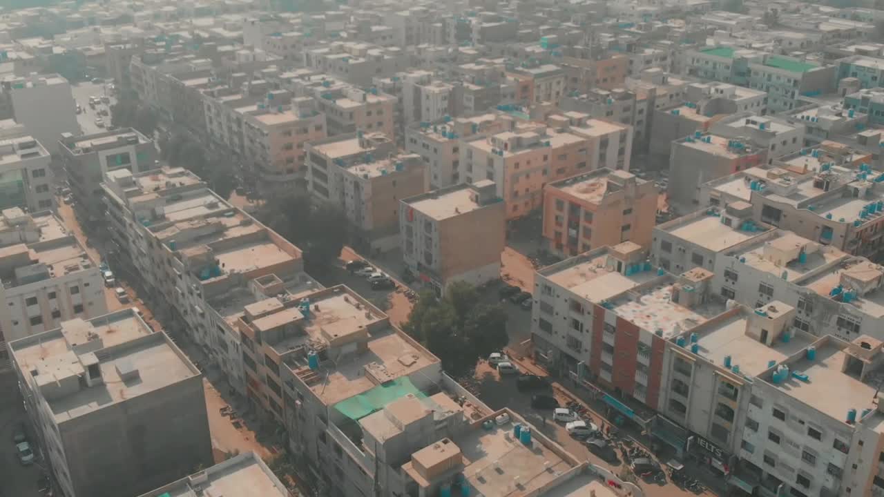Aerial View Of Residential Apartments In Clifton Cantonment In Karachi, Pakistan. Tracking Shot