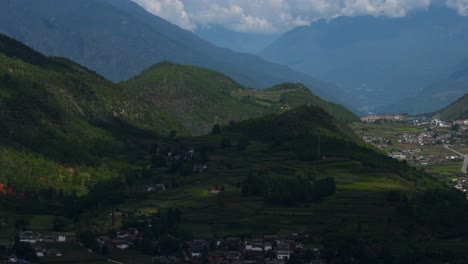 drone footage of chinese yunnan mountain rural village scenery