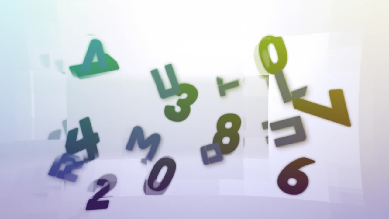 animación digital de números cambiantes sobre formas cuadradas sobre fondo blanco