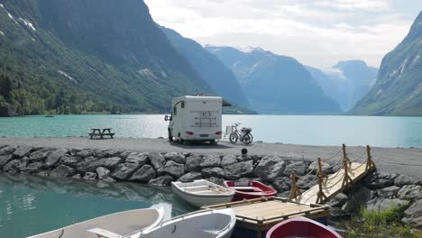 Family-vacation-travel-RV,-holiday-trip-in-motorhome.-Beautiful-Nature-Norway-natural-landscape.