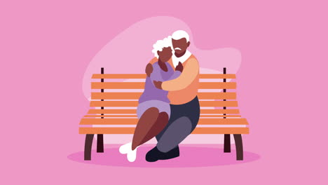 afro grandparents couple hugging in the chair