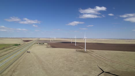 aerial view on wind turbines in texas