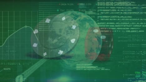 animación del procesamiento de datos y globo sobre dados