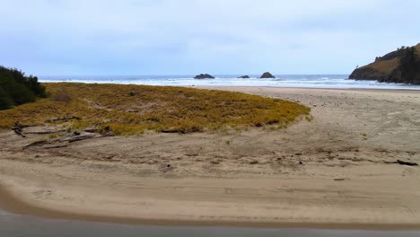 Volar-Sobre-Una-Playa-En-Oregon-Sin-Gente