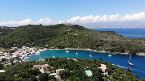 a drone view of a hidden cove in corfu, greece