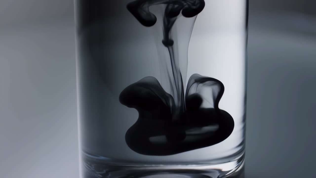 Black Ink Swirling and Diffusing in Water