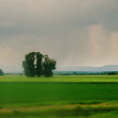 view from the car window - drive through the picturesque countryside and fields 1