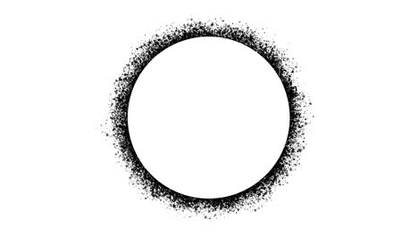 empty black painted circle, stop motion grunge animation on a white background