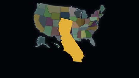 california state is highlighted - usa - united states map