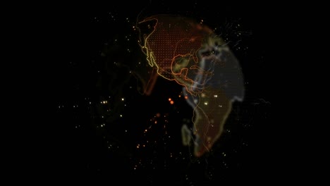 la tierra giratoria con conexiones brillantes que forman una red mundial. conceptos como la tecnología, la red social, la comunicación, la animación de video de stock 3d de la red de negocios global giratoria en el espacio.