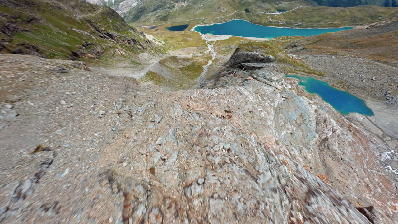 Scenic view of Bernina Pass, showing lakes and mountains in Switzerland