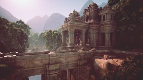 ancient temple ruins in a lush jungle