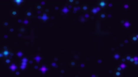 estrellas y luces azules, rosas y púrpuras sobre fondo negro