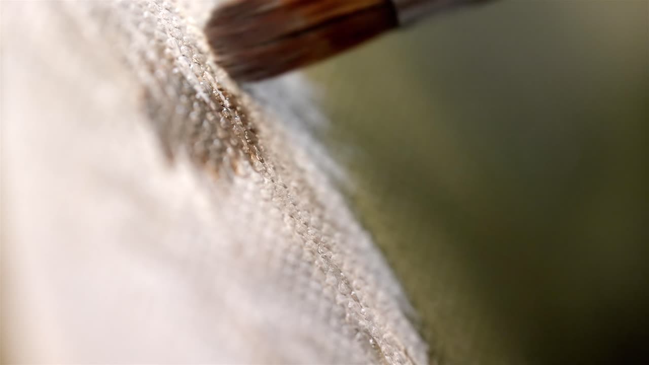 profundidad superficial de campo vista estrecha de la pintura con pintura al óleo blanca