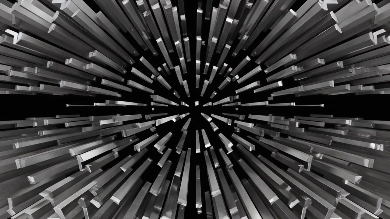 Abstrakt 3D-animation af bevægelige metalstænger