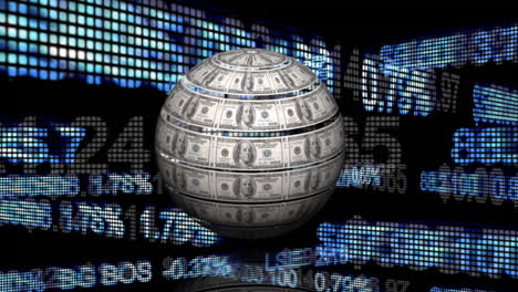dollar bills shaped into a globe