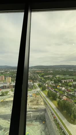 spinning panoramic restaurant in city of trondheim, norway, time lapse view