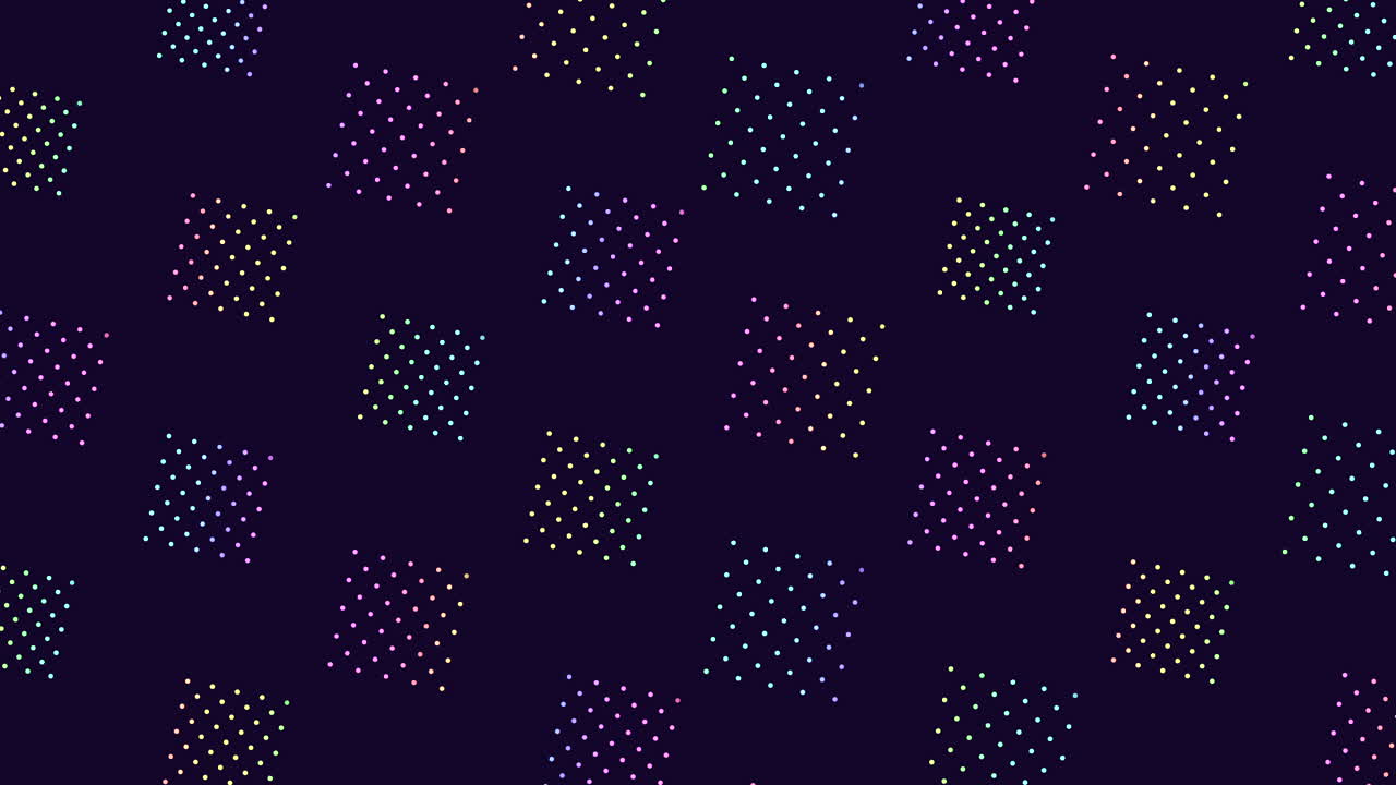 Vibrant geometric pattern with colorful dots on dark background