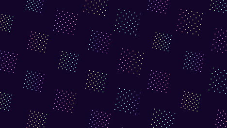 patrón geométrico vibrante con puntos de colores en fondo oscuro