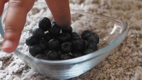 close up of a bowl of blueberries