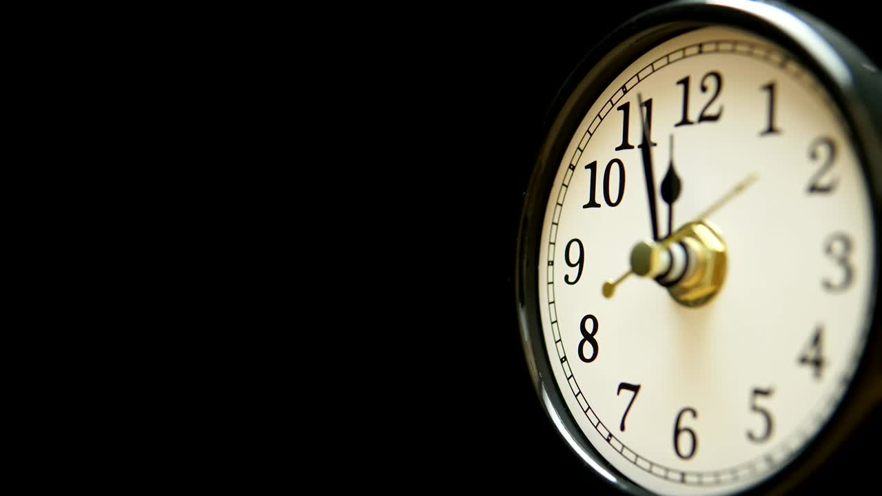 Clock face view with fast moving clock hands time lapse. Time running out concept. Timelapse of table business timer. Every minute counts idea. 4k.