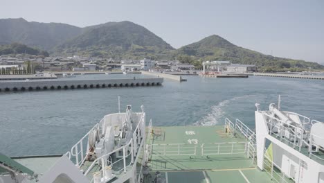 departing ferry from island in hiroshima prefecture, japan