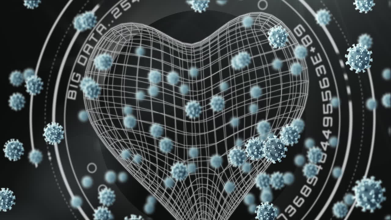 анимация вирусных клеток при обработке медицинских данных