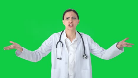 Angry-Indian-female-doctor-shouting-to-the-camera-Green-screen