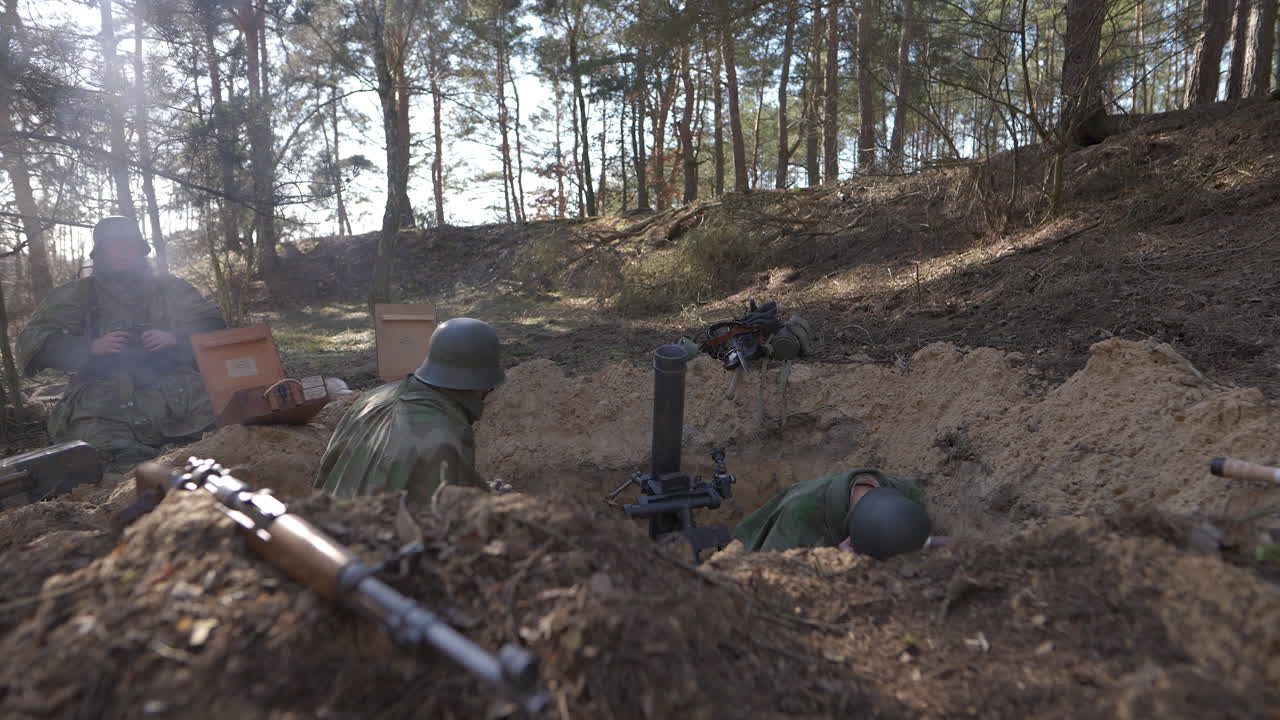 German Soldiers in Trench Warfare during World War II