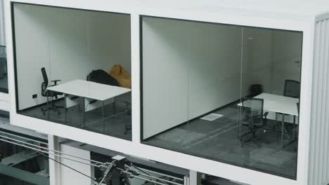 modern glass-partitioned office spaces