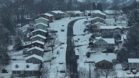 winter snow on hill in american neighborhood