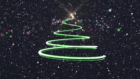 Texto-De-Feliz-Navidad-Contra-El-árbol-De-Navidad-Y-Los-Copos-De-Nieve-Cayendo