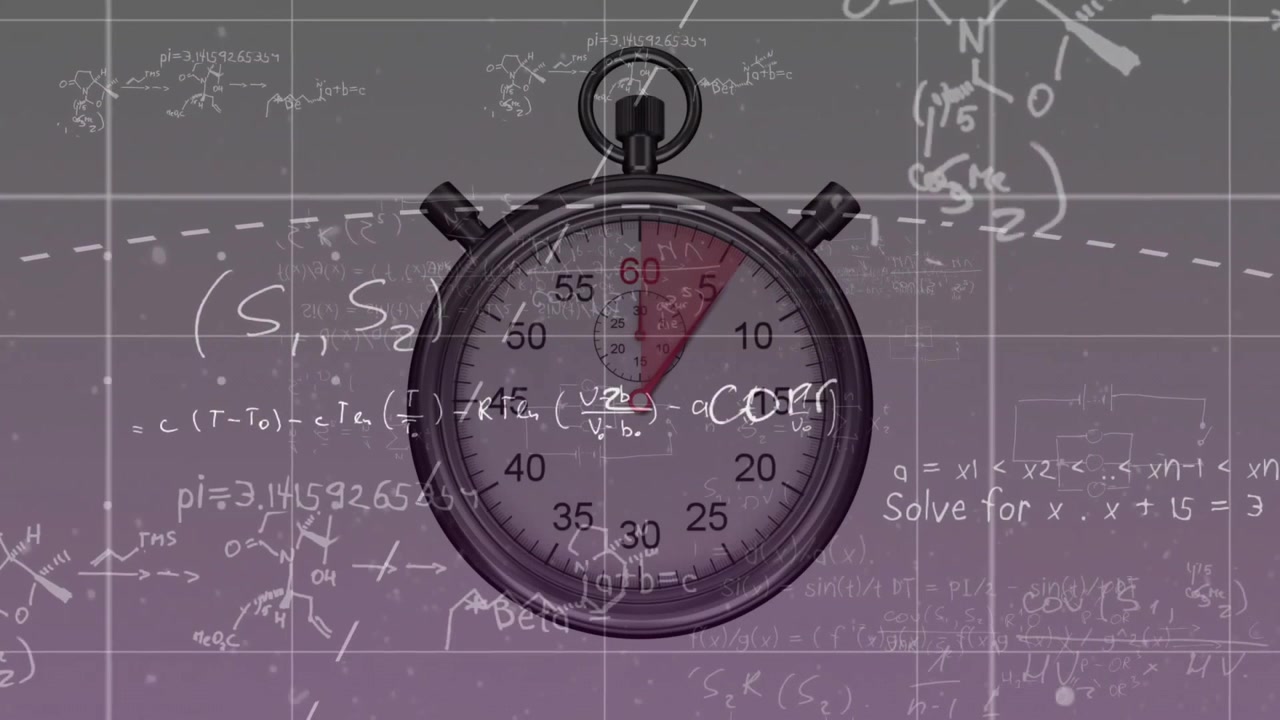 Stopwatch clicking second hand and extending red arc after starting at top, visualizing time data