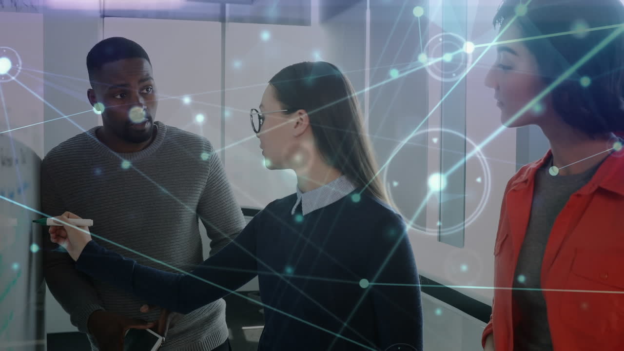 Animation of network of connections over diverse coworkers in office