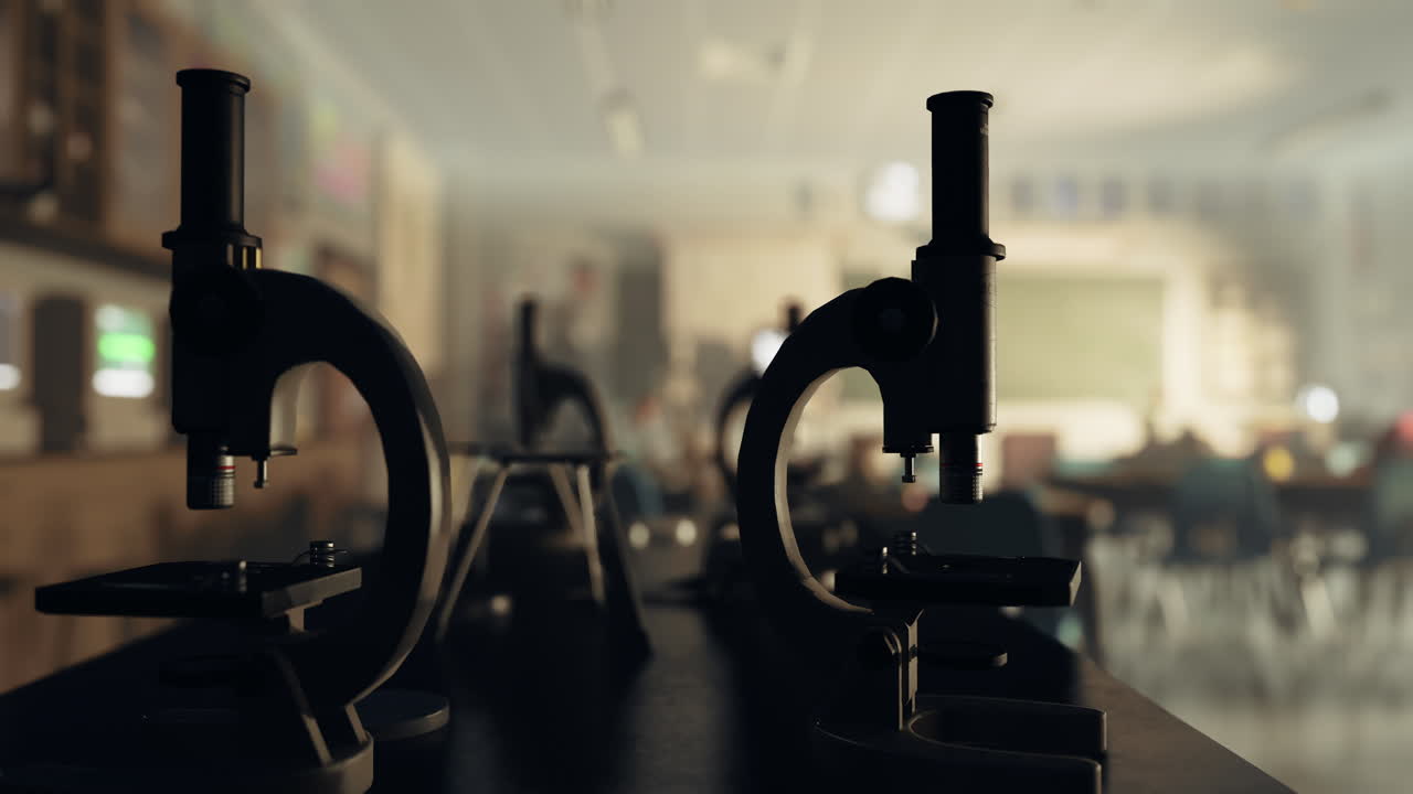 과학 교실에서 현미경