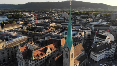 aerial view of the frauenkirche church in zurich, switzerland