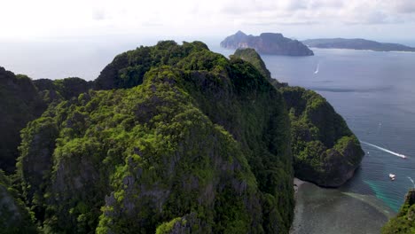 Koh Phi Phi Lee panoramic aerial of Maya Bay and Phi Leh Bay. High quality 4k footage