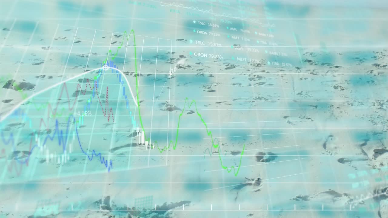 해변 위의 데이터 처리 애니메이션