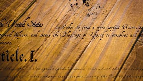 animation of document with text over wooden background