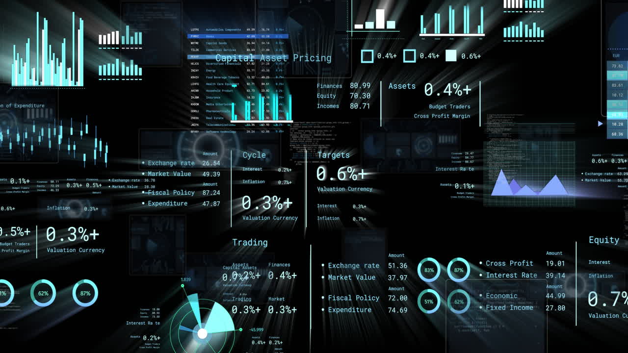 Animation of digital data processing over black background