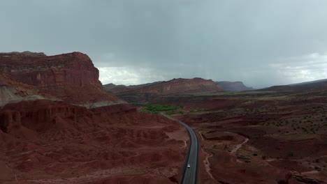 4k aerial of a storm at capitol reef national park in utah, usa