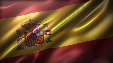 the national flag of spain, high-angle, perspective view, waving in the wind, realistic with a cinematic look and feel, and elegant silky texture, cg animation seamless loop-able