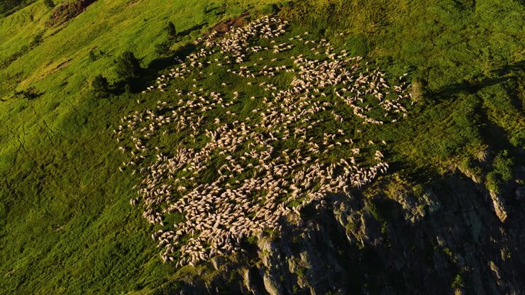 Gregge di pecore sul fianco della montagna
