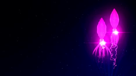 squid illuminated with color light in the underwater, cg animation, loop