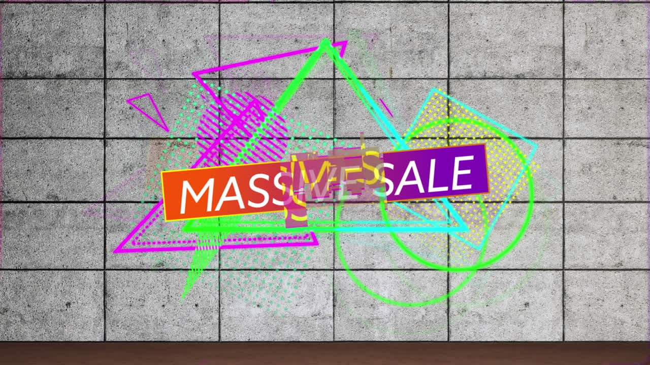 추상적인 배경 위에 대량 판매 텍스트의 애니메이션